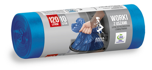 ANNA ZARADNA Worki na śmieci z uszami 120L-10szt. niebieskie