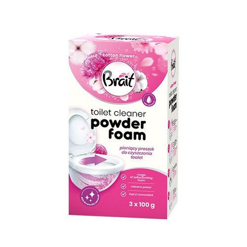 BRAIT Wulkan Pieniący Proszek do Czyszczenia Toalet Cotton Flower 3x100g