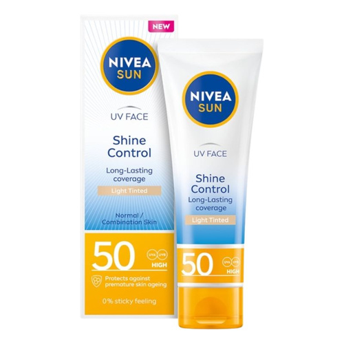 NIVEA SUN Matujący krem koloryzujący do twarzy Shine Control Light Tinted SPF50 50 ml