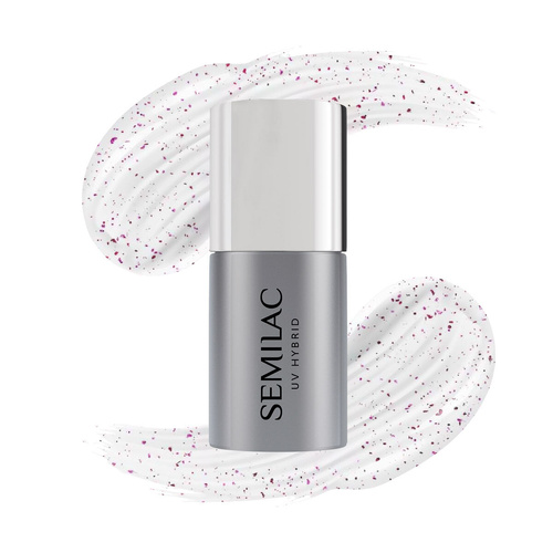 SEMILAC Top do lakierów hybrydowych No Wipe Blinking - Violet&Rose Flakes 7ml