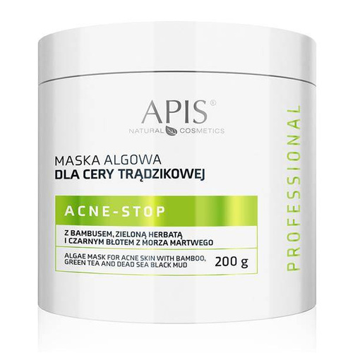 Apis Acne-Stop Maska algowa dla cery trądzikowej z bambusem, zieloną herbatą i czarnym błotem z Morza Martwego 200g