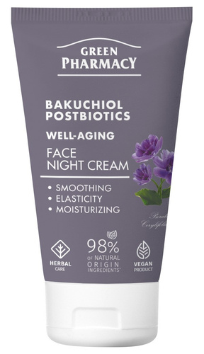 GREEN PHARMACY Krem Przeciwstarzeniowy na Noc z Bakuchiolem i Postbiotykami 50 ml