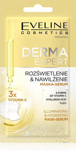 EVELINE Derma Expert Maska - serum rozświetlenie i nawilżenie 8 ml