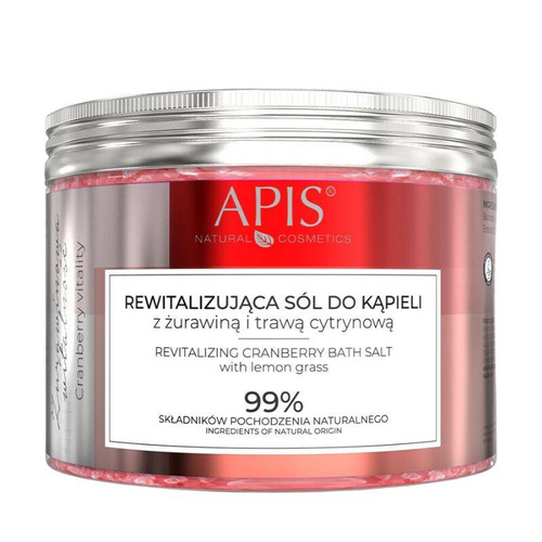 Apis Rewitalizująca sól do kąpieli z żurawiną i trawą cytrynową 650g