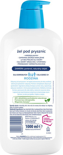 BAMBINO Żel pod prysznic hiperdelikatny z pantenolem - odżywczy 1000 ml