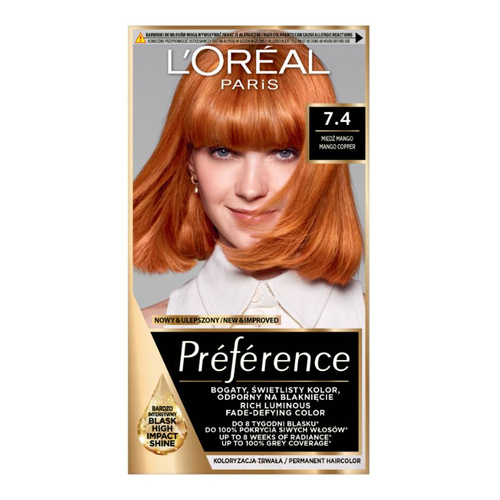L'Oréal Paris Preference Farba Do Włosów 74 7.4 Dublin Kolor Miedź Mango
