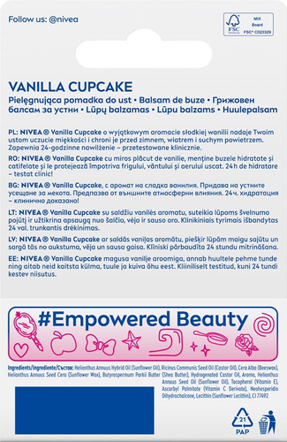 NIVEA Disney Princess Pomadka do Ust Vanilla Cupcake Belle 4.8 g - Edycja Limitowana