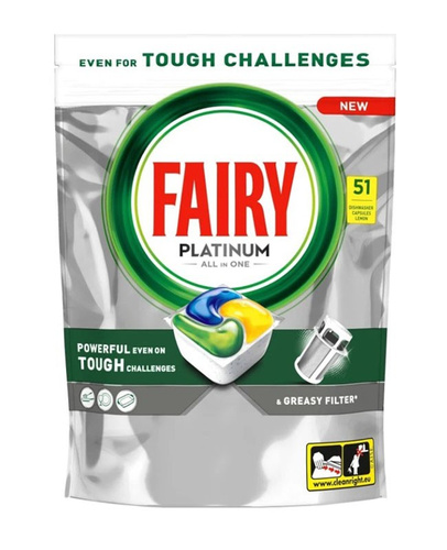 FAIRY Platinum Kapsułki do Zmywarki Lemon 51 szt.