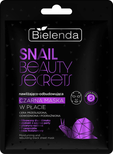 Bielenda Snail BS Maska czarna w płacie nawilżająco - odbudowująca