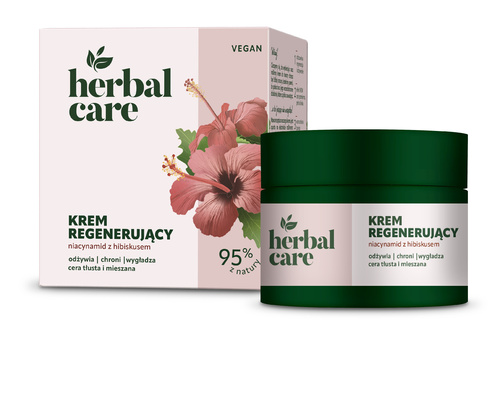 HERBAL CARE Krem regenerujący z Niacynamidem i Hibiskusem dla cery tłustej i mieszanej - na dzień i noc 50 ml
