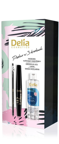 DELIA Zestaw Makeup 2: Woda micelarna + Mascara + Kredka