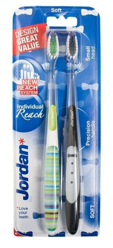 Jordan Szczoteczka do zębów DUO Individual Reach Soft - mix kolorów  1 op-2szt