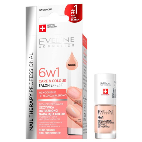 Eveline Nail Therapy Odżywka do paznokci nadająca kolor 6w1 NUDE  5ml