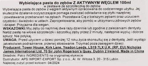 Beauty Formulas Wybielająca Pasta do zębów Charcoal 100ml + szczoteczka