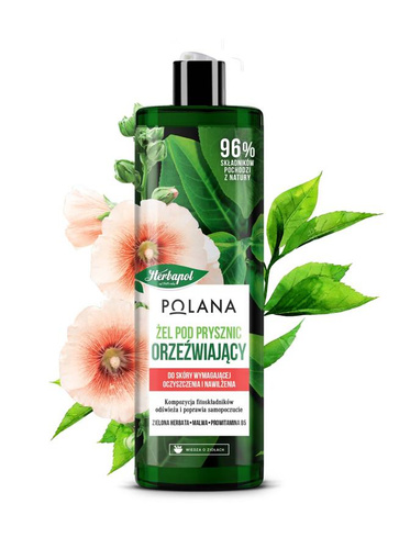 HERBAPOL Polana Żel pod prysznic orzeźwiający - Zielona Herbata & Malwa & Prowitamina B5  400ml