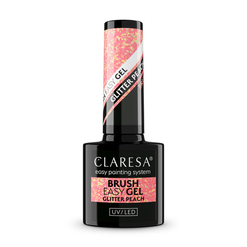 CLARESA Żel do paznokci Brush Easy Gel - Glitter Peach 5 g