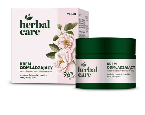 HERBAL CARE Krem odmładzający z Kwasem Hialuronowym i Kwiatem Róży dla każdej cery - Vegan, na dzień i noc, 50 ml