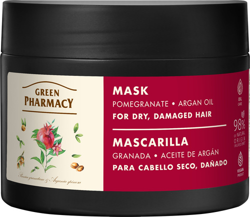 Green Pharmacy Maska do Włosów Granat & Olej Arganowy 300 ml - Do Włosów Suchych i Zniszczonych