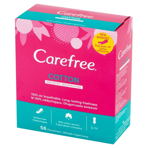 Carefree Cotton Wkładki higieniczne Uscented - bezzapachowe-56szt