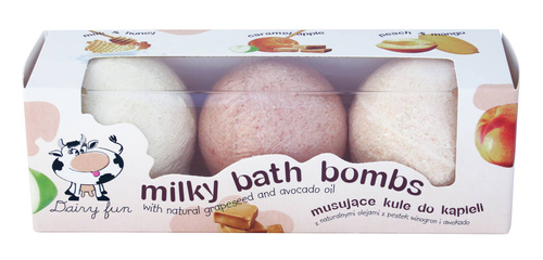 Dairy Fun Musujące kule do kąpieli Karmel-Miód-Brzoskwinia 1 op.-(3x100g)