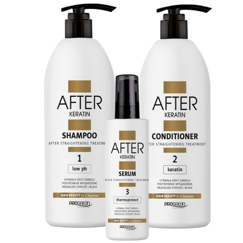 PROSALON AFTER KERATIN – zestaw pielęgnacyjny po keratynowym prostowaniu włosów (szampon + odżywka + serum)