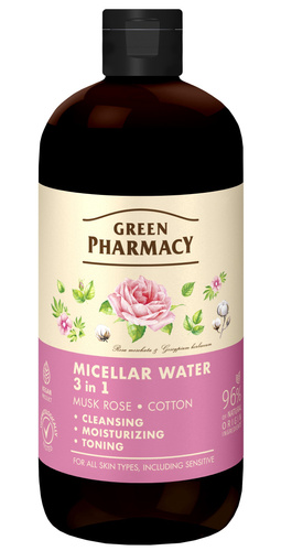 Micelarna Woda 3w1 Róża Piżmowa i Bawełna 500 ml - GREEN PHARMACY