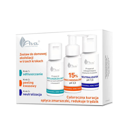 Ava Professional Home Therapy Zestaw do domowej eksfoliacji w trzech krokach z kwasem migdałowym 3x 50ml