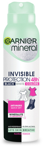 Garnier Mineral Dezodorant spray Invisible Protection 48h Floral Touch - Black,White,Colors   150ml