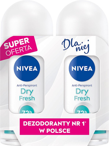 Nivea Antyperspirant Damski Kulka Duo Dry Fresh 2x50 ml