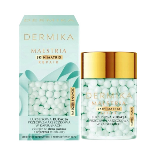 DERMIKA Maestria Skin Matrix Repair Luksusowa Kuracja przeciwzmarszczkowa w kapsułkach z ekstraktem ze śluzu ślimaka na dzień i noc 60g