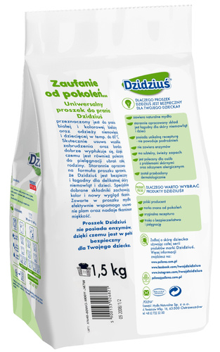 DZIDZIUŚ Proszek do prania uniwersalny 1,5 kg - Bielizna i odzież niemowlęca oraz dziecięca