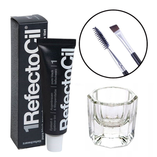 Zestaw RefectoCil 1 henna czarna + kieliszek + pędzelek dwustronny