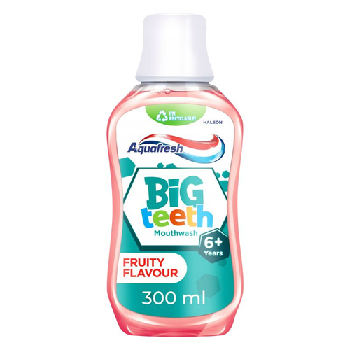 Aquafresh Big Teeth Mouthwash Płyn Do Płukania Jamy Ustnej Dla Dzieci 6+ 300ml