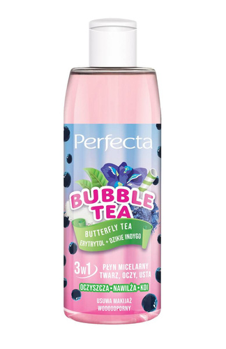 PERFECTA Bubble Tea Płyn Micelarny 3w1 Butterfly Tea Erytrytol Dzikie Indygo 300 ml