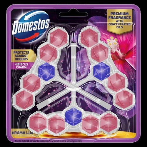 DOMESTOS Kostka toaletowa Aroma Lux Hibiscus Oil Wild Berries 2 x 55 g
