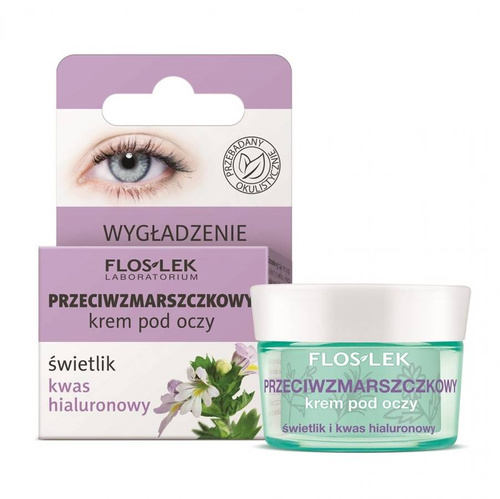 Floslek Pielęgnacja oczu Krem pod oczy przeciwzmarszczkowy Świetlik-Kwas Hialuronowy  15ml