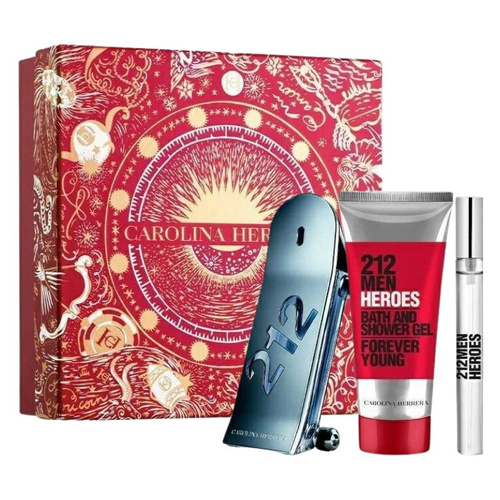 Carolina Herrera 212 For Men Heroes zestaw EDT 90 ml + SG 100 ml + EDT 10 ml woda toaletowa dla mężczyzn