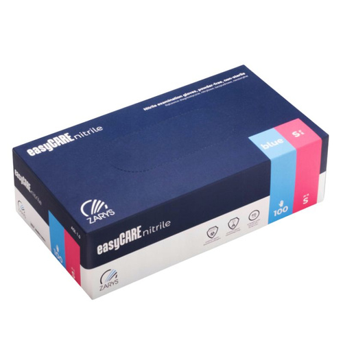 Rękawice nitrylowe easyCARE S A100 niebieskie bezpudrowe