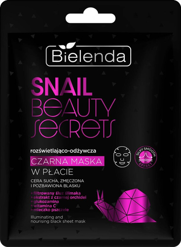 Bielenda Snail BS Maska czarna w płacie rozświetlająco - odżywcza
