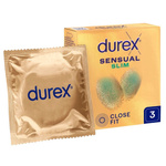 DUREX Prezerwatywy Sensual Slim Supercienkie - Zwężony Kształt, 3 sztuki w opakowaniu