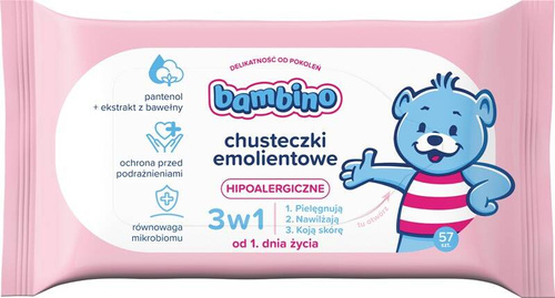 Nivea Bambino Chusteczki emolientowe 3w1 hipoalergiczne 1 x 57 szt
