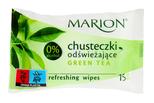 Marion Chusteczki odświeżające Green Tea o zapachu zielonej herbaty -15szt