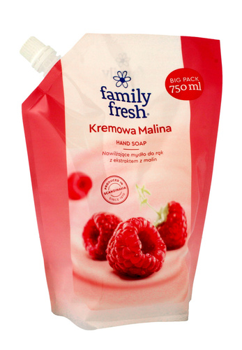 Family Fresh Nawilżające Mydło do rąk Kremowa Malina 750ml - zapas