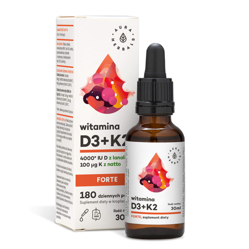 AURA HERBALS Witamina D3 4000 IU + K2 Forte Krople 30 ml