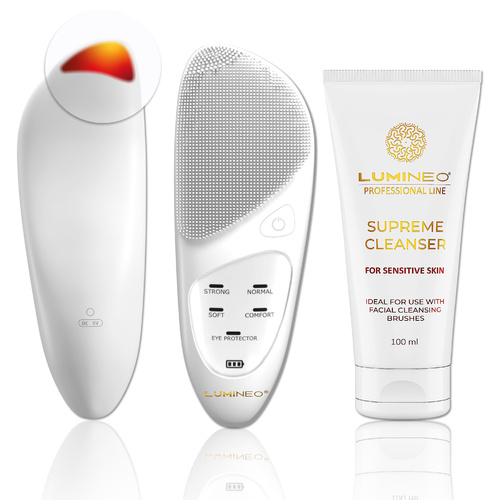 LUMINEO Professional Line Sonic Thermo Brush + Żel do skóry delikatnej i wrażliwej