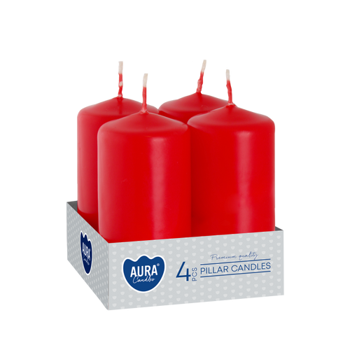 Aura świeca walec 40/80 a4 czerwona  030 4szt