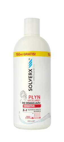 SOLVERX Sensitive Skin Płyn micelarny do demakijażu 3w1 400ml