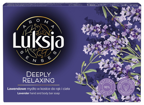 LUKSJA Aroma Senses Deeply Relaxing Lawendowe mydło w kostce do rąk i ciała 90 g