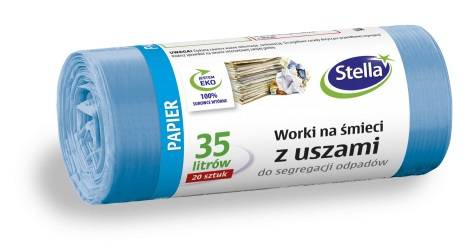 STELLA Worki z uszami do segregacji odpadów PAPIER 35L niebieskie-20szt.