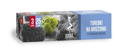 ANNA ZARADNA Torebki na mrożonki 3L-25szt. opakowanie z klipsami